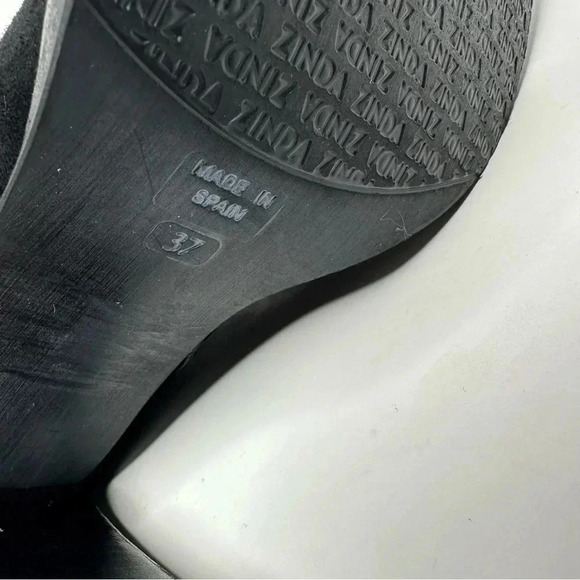 ZINDA Spain Black Suede Wide Ribbon Lace-Up Heeled Booties Side 37 - Picture 10 of 11